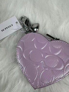 Coach Heart Bag Charm In Signature Leather With Heart Charm CDD04 NWT
